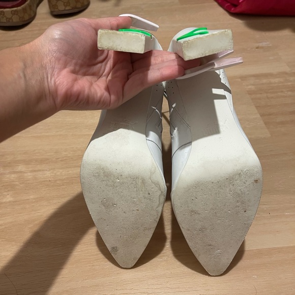 Fenty x Puma White Neon Green Leather Boots - Picture 4 of 4